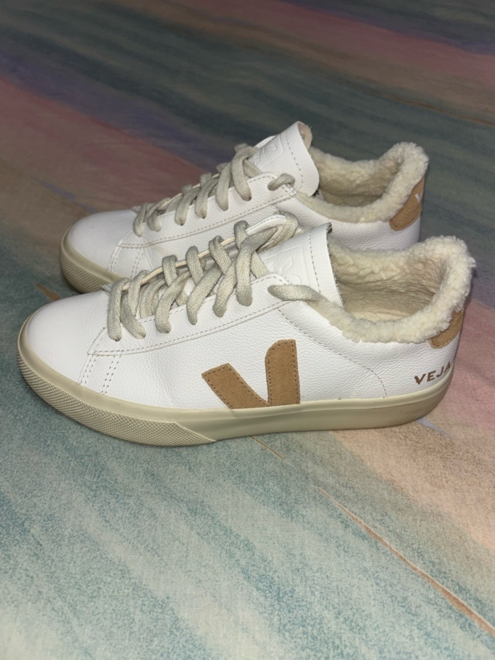 VEJA CAMPO FURED LEATHER WHITE DESERT sneakers women’s size 7 shoes